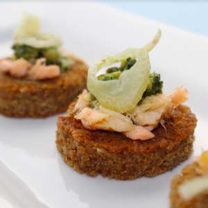 Hot Smoked Salmon with Artichoke Pesto & Shaved Marinated Fennel on Soda Bread
